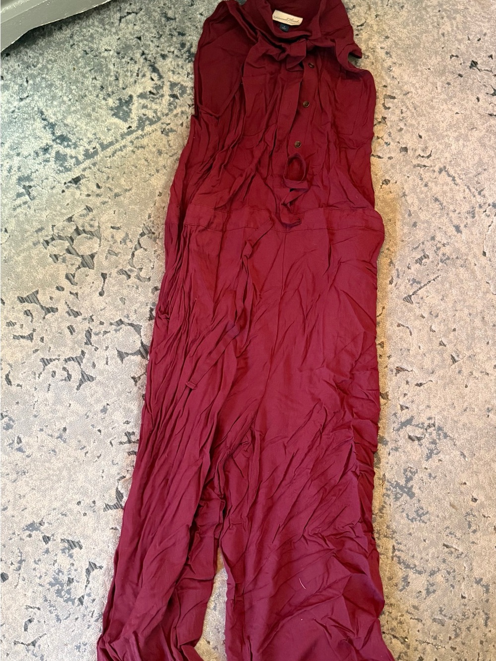 Sleeveless Button-Up Jumpsuit in Deep Wine